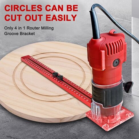 4 in 1 Router Milling Groove Bracket, Aluminum Alloy Router Circle Cutting Jig, Multifunctional Cabinet Hardware Jig Router Circle Cutting Jig for Router Tool(SIZE:400mm+slottin-EdgeMilling) in Saudi Arabia
