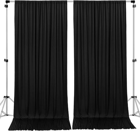 AK TRADING CO. 10 feet Wide x 12 feet Long Polyester Backdrop Drapes Curtains Panels with Rod Pockets - Wedding Ceremony Party Home Window Decorations - (Black) in Saudi Arabia