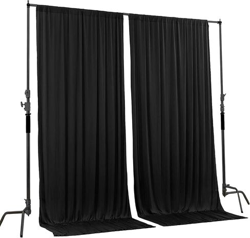AK TRADING CO. 10 feet Wide x 12 feet Long Polyester Backdrop Drapes Curtains Panels with Rod Pockets - Wedding Ceremony Party Home Window Decorations - (Black) in Saudi Arabia