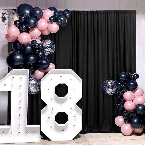 AK TRADING CO. 10 feet Wide x 12 feet Long Polyester Backdrop Drapes Curtains Panels with Rod Pockets - Wedding Ceremony Party Home Window Decorations - (Black) in Saudi Arabia