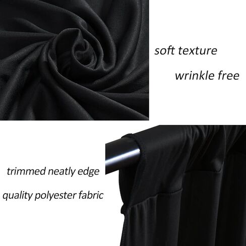 AK TRADING CO. 10 feet Wide x 12 feet Long Polyester Backdrop Drapes Curtains Panels with Rod Pockets - Wedding Ceremony Party Home Window Decorations - (Black) in Saudi Arabia