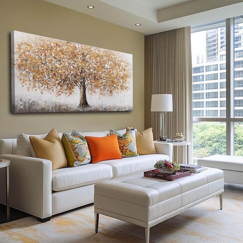 Tree Wall Decorations Gold and Silver Poster Print Plant Hanging Art 24"x48" Artwork for Bedroom Office Pictures Wall Decor in Kuwait