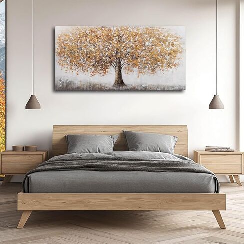 Tree Wall Decorations Gold and Silver Poster Print Plant Hanging Art 24"x48" Artwork for Bedroom Office Pictures Wall Decor in Kuwait
