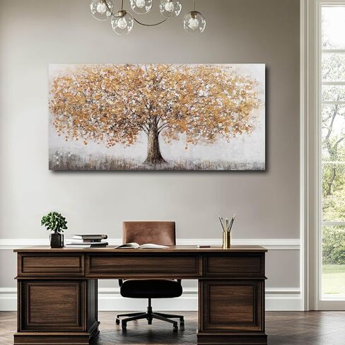 Tree Wall Decorations Gold and Silver Poster Print Plant Hanging Art 24"x48" Artwork for Bedroom Office Pictures Wall Decor in Kuwait