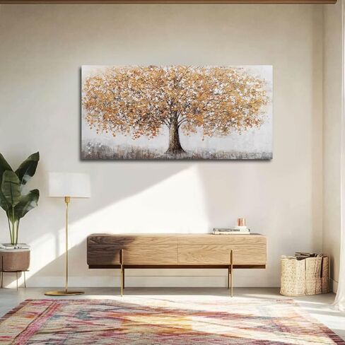 Tree Wall Decorations Gold and Silver Poster Print Plant Hanging Art 24"x48" Artwork for Bedroom Office Pictures Wall Decor in Kuwait
