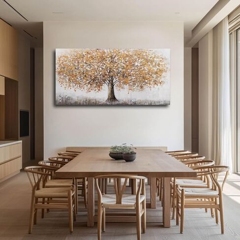 Tree Wall Decorations Gold and Silver Poster Print Plant Hanging Art 24"x48" Artwork for Bedroom Office Pictures Wall Decor in Kuwait