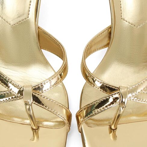 Dsevht Gold Kitten Heel Sandals for Women Flip Flop Strappy Mule heels Rounded Open Toe Heeled Thong Sandals Women in Saudi Arabia