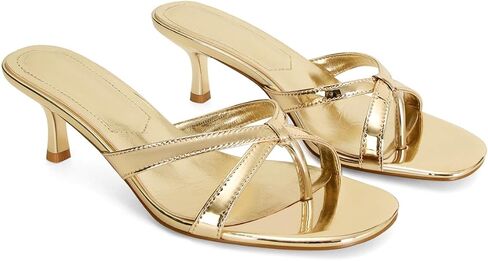 Dsevht Gold Kitten Heel Sandals for Women Flip Flop Strappy Mule heels Rounded Open Toe Heeled Thong Sandals Women in Saudi Arabia