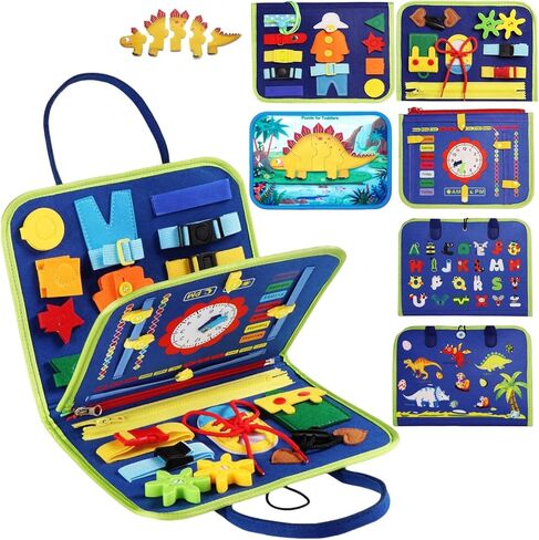 كتاب مزدحم للأطفال الصغار 1-3 ، لوحة Montessori Toys Busy Board لعيد ميلاد الفتاة البالغة من العمر سنة واحدة ، وألعاب حسية تعليمية كتاب هادئ للأطفال الصغار السفر لسيارة الطائرات ، والوردي in Kuwait