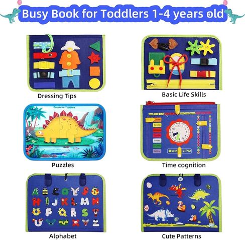 كتاب مزدحم للأطفال الصغار 1-3 ، لوحة Montessori Toys Busy Board لعيد ميلاد الفتاة البالغة من العمر سنة واحدة ، وألعاب حسية تعليمية كتاب هادئ للأطفال الصغار السفر لسيارة الطائرات ، والوردي in Kuwait