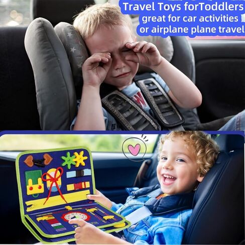 كتاب مزدحم للأطفال الصغار 1-3 ، لوحة Montessori Toys Busy Board لعيد ميلاد الفتاة البالغة من العمر سنة واحدة ، وألعاب حسية تعليمية كتاب هادئ للأطفال الصغار السفر لسيارة الطائرات ، والوردي in Kuwait