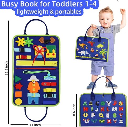كتاب مزدحم للأطفال الصغار 1-3 ، لوحة Montessori Toys Busy Board لعيد ميلاد الفتاة البالغة من العمر سنة واحدة ، وألعاب حسية تعليمية كتاب هادئ للأطفال الصغار السفر لسيارة الطائرات ، والوردي in Kuwait