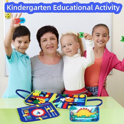 كتاب مزدحم للأطفال الصغار 1-3 ، لوحة Montessori Toys Busy Board لعيد ميلاد الفتاة البالغة من العمر سنة واحدة ، وألعاب حسية تعليمية كتاب هادئ للأطفال الصغار السفر لسيارة الطائرات ، والوردي in Kuwait