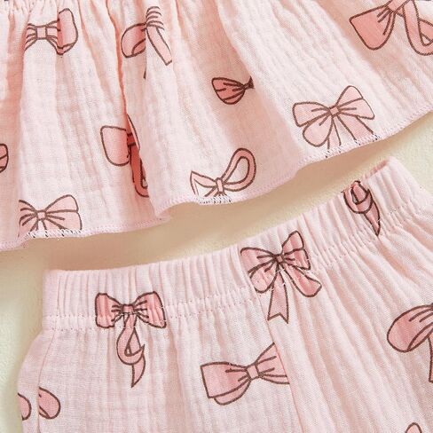 Toddler Baby Girl Boho Outfit Summer 2 Piece Cotton Linen Set Tie-up Sleeveless Cami Top Wide Leg Pants Cute Clothes in Saudi Arabia