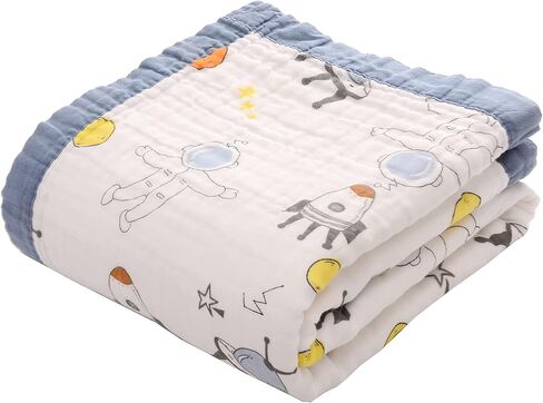 بطانيات Gihims Baby Muslin Swaddle - غطاء كبير للرضاعة من القطن، بطانية ناعمة للأطفال الصغار للأولاد والبنات، بطانية سرير أطفال خفيفة الوزن ومسامية، 43.3 × 43.3 (الأمير الصغير) in Kuwait
