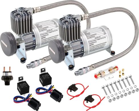 Vixen Horns Heavy Duty Onboard Air Compressor 150 PSI. Universal Replacement for Truck/Car Train Horn/Suspension/Ride/Bag kit/System. Fits All 12v Vehicles Like Semi/Pickup Trucks VXC8701B in Saudi Arabia