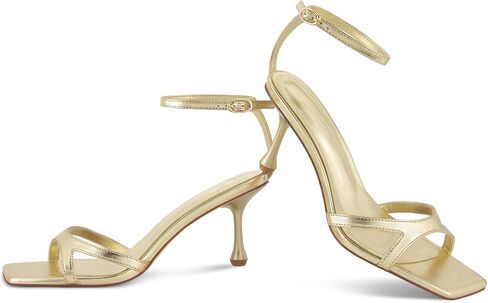 Strappy Heels for Women Stiletto Heels Summer Wedding Sandal Kitten Square Toe Black Nude Gold in Saudi Arabia