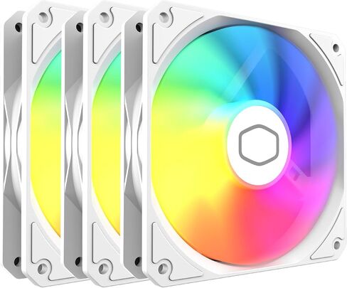 Cooler Master MF120 Lite Case|Liquid Cooler|Air Cooler 3-Pack Fan, 120mm aRGB Lighting, aRGB Splitter, Dynamic PWM 1,750 RPM, Air Balance Blades, Hybrid | PBT Frame in Kuwait