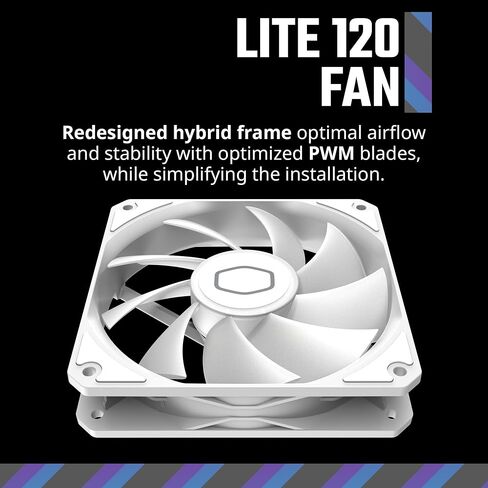 Cooler Master MF120 Lite Case|Liquid Cooler|Air Cooler 3-Pack Fan, 120mm aRGB Lighting, aRGB Splitter, Dynamic PWM 1,750 RPM, Air Balance Blades, Hybrid | PBT Frame in Kuwait