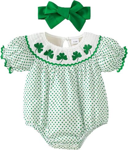 Baby Girl St Patricks Day Outfit Shamrock Romper First St Patricks Day Clothes 0-18 Months in Kuwait