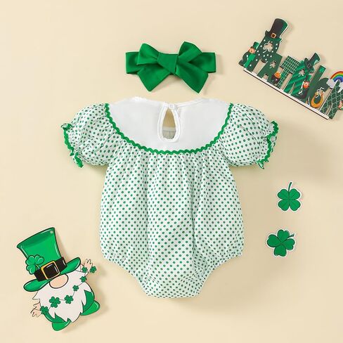 Baby Girl St Patricks Day Outfit Shamrock Romper First St Patricks Day Clothes 0-18 Months in Kuwait
