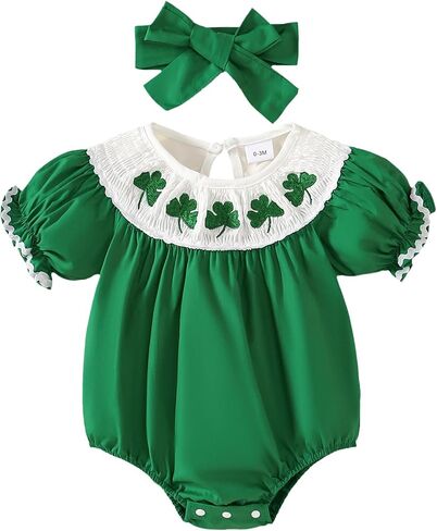 Baby Girl St Patricks Day Outfit Shamrock Romper First St Patricks Day Clothes 0-18 Months in Kuwait