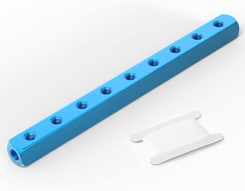 TAILONZ Pneumatic 1/4" Blue 9 Way 12 Port Aluminum Shunt Block Air Distribution Manifold in Kuwait