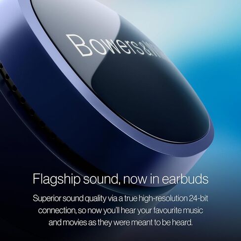 سماعات أذن لاسلكية Bowers & Wilkins Pi8 (أزرق منتصف الليل)، سماعات بلوتوث داخل الأذن مع مجموعة شرائح Qualcomm وaptX Lossless، سماعات أذن بخاصية إلغاء الضوضاء النشطة، 3 ميكروفونات مدمجة، شحن سريع لمدة 15 دقيقة in Saudi Arabia