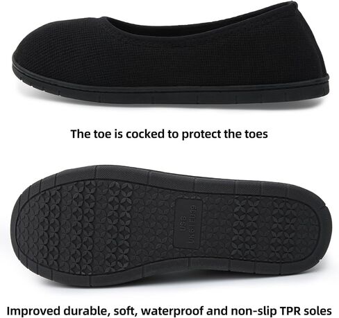 House Shoes for Women Comfy Memory Foam Loafer Slippers for Ladies Non-slip Sole for Comfort Ballet Flat with Closed Back Indoor and Outdoor for All Season Wear Black LightGrey Beige US6-US11 in Saudi Arabia