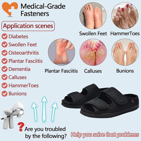 Women's Diabetic Sandals, Extra Wide Width, Open Toe, Adjustable Magic Stickers for Wide Feet, Big Toes, Arthritis, Swollen Feet in Saudi Arabia