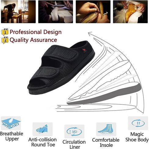 Women's Diabetic Sandals, Extra Wide Width, Open Toe, Adjustable Magic Stickers for Wide Feet, Big Toes, Arthritis, Swollen Feet in Saudi Arabia