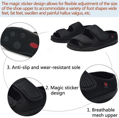 Women's Diabetic Sandals, Extra Wide Width, Open Toe, Adjustable Magic Stickers for Wide Feet, Big Toes, Arthritis, Swollen Feet in Saudi Arabia
