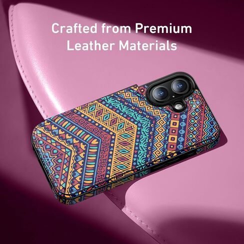 محفظة LETO لهاتف iPhone 16 Pro Max - غطاء جلدي قابل للطي - تصميمات عصرية - فتحات للبطاقات، مسند - حافظة هاتف واقية للنساء والفتيات - 6.9 بوصة - أسود in Kuwait