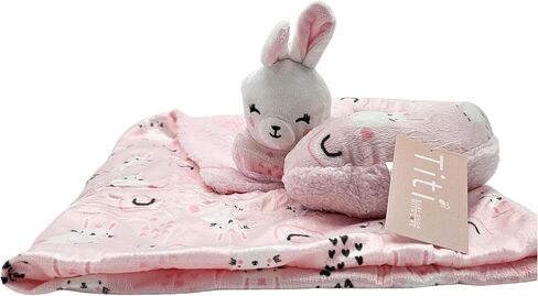Reversible Baby Blanket & 3D Animal Neck Pillow Set – Ultra-Soft Plush, Double-Sided Design, Ideal for Newborns, Infants, and Toddlers, Perfect, 32x27 inches in Saudi Arabia