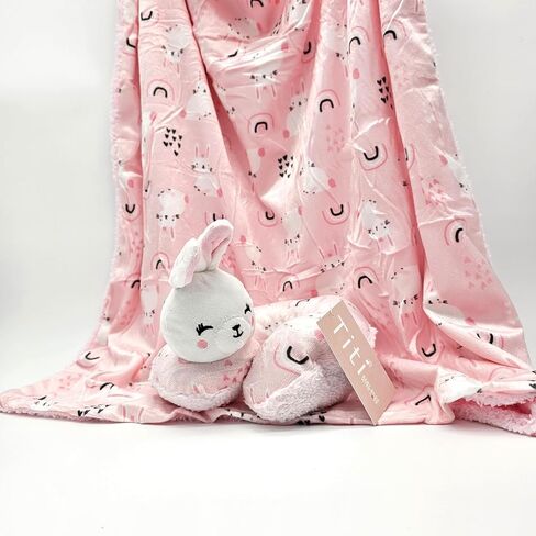Reversible Baby Blanket & 3D Animal Neck Pillow Set – Ultra-Soft Plush, Double-Sided Design, Ideal for Newborns, Infants, and Toddlers, Perfect, 32x27 inches in Saudi Arabia