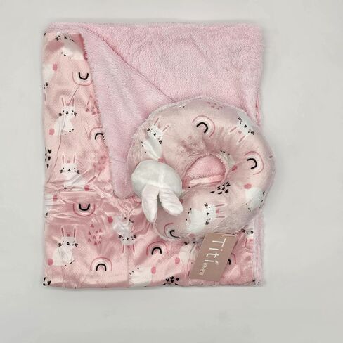 Reversible Baby Blanket & 3D Animal Neck Pillow Set – Ultra-Soft Plush, Double-Sided Design, Ideal for Newborns, Infants, and Toddlers, Perfect, 32x27 inches in Saudi Arabia