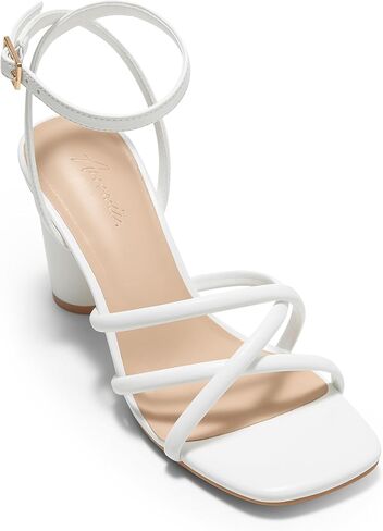 Arromic Women's Heeled Sandals - Chunky Block Heels, Strappy Square Open Toe Ankle Strap Dressy Party Wedding Prom Sandals for Women in Saudi Arabia