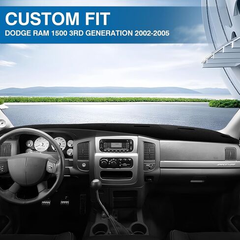 KUST Car Dashboard Cover for 2002-2005 Dodge Ram 1500, 2003-2005 Ram 2500 3500 with 2 Side Defrost Vents Non-Slip Polyester Interior Accessories for Dodge Ram Custom Fit Dashboard Mat No Glare Black in Saudi Arabia