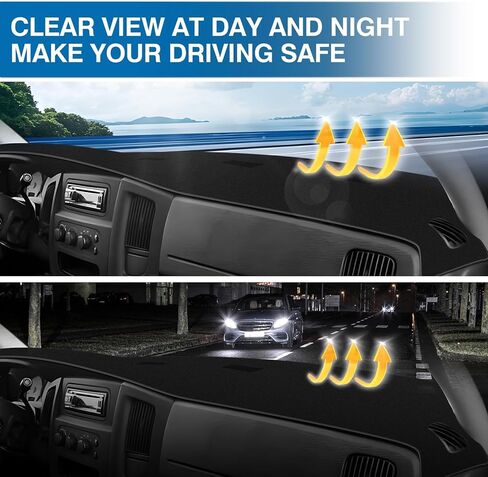 KUST Car Dashboard Cover for 2002-2005 Dodge Ram 1500, 2003-2005 Ram 2500 3500 with 2 Side Defrost Vents Non-Slip Polyester Interior Accessories for Dodge Ram Custom Fit Dashboard Mat No Glare Black in Saudi Arabia