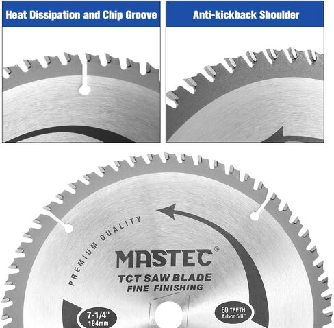 7-1/4 Inch Circular Saw Blade 60 Tooth ATB Anti Kickback Feature for Wood with 5/8-Inch DMK Arbor in Saudi Arabia