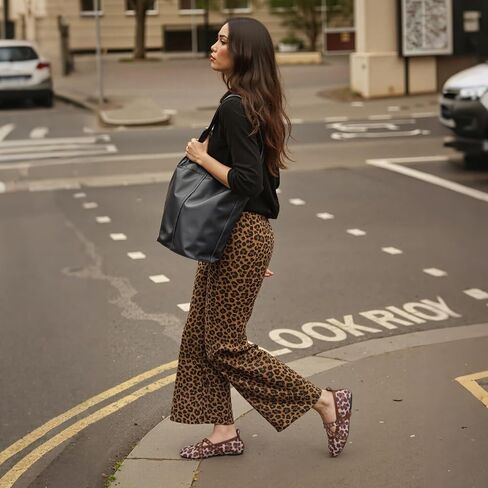 VIMISAOI Leopard Flats for Women Mesh Ballet Flats with Strappy Fishnet Buckle Round Toe Mary Jane Ballerina Shoes Dress Shoes in Saudi Arabia