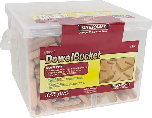 Milescraft 1334 Joint Master – Self-Clamping Aluminum Doweling Jig. Creates Edge, Corner& 53460003 5346 Dowel Pin Bucket-375 Wooden Dowels-1/4in (200 pcs.) -5/16in (100pcs.) in Saudi Arabia