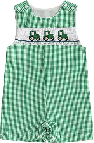 Infant Baby Boy Girl Overalls Outfit Sleeveless Farm Romper Plaid Straps Jumpsuit One Piece Playsuit Summer Clothes in Kuwait