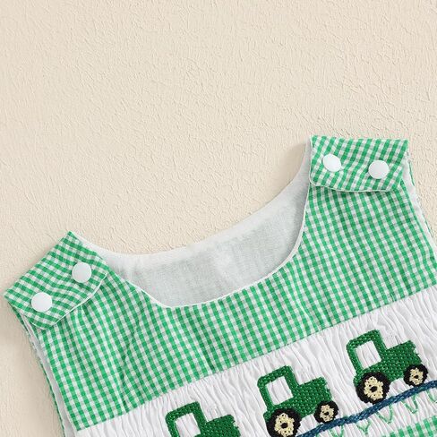 Infant Baby Boy Girl Overalls Outfit Sleeveless Farm Romper Plaid Straps Jumpsuit One Piece Playsuit Summer Clothes in Kuwait