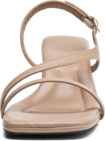 DADAWEN Women's Dressy Strappy Low Kitten Heel Square Open Toe Sandals Buckle Strap Summer Dress Shoes Pumps for Party Wedding Dance Evening in Saudi Arabia