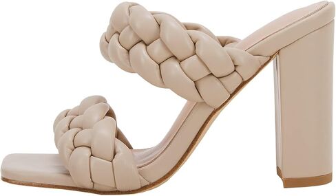VETASTE Women's Braided Heeled Sandals Square Open Toe Backless Block Heel Strappy Casual Sandals in Kuwait