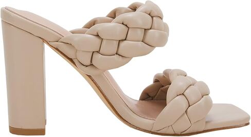 VETASTE Women's Braided Heeled Sandals Square Open Toe Backless Block Heel Strappy Casual Sandals in Kuwait