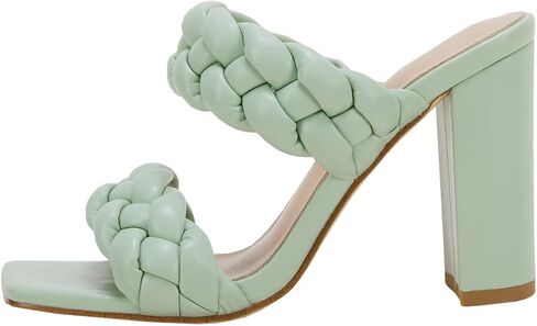 VETASTE Women's Braided Heeled Sandals Square Open Toe Backless Block Heel Strappy Casual Sandals in Kuwait