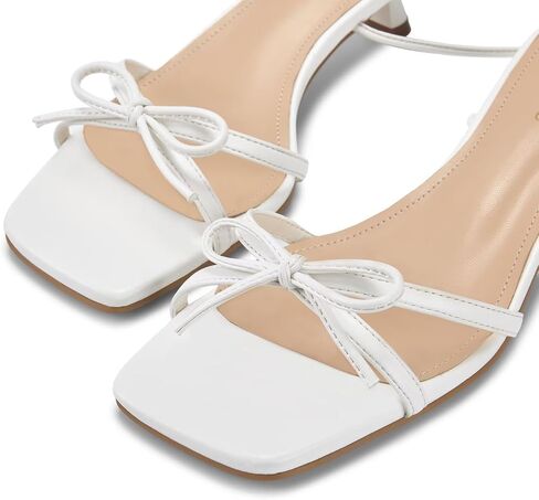 wetkiss Women's Lace up Bow Kitten Heeled Sandals Square Open Toe Heels Comfort Dress Wedding Party Shoes in Saudi Arabia