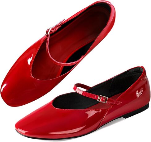 CouieCuies Women's Mary Jane Flats Round Toe Ballet Flats Adjustable Strap Comfortable Business Casual Mary Janes Dress Shoes in Saudi Arabia